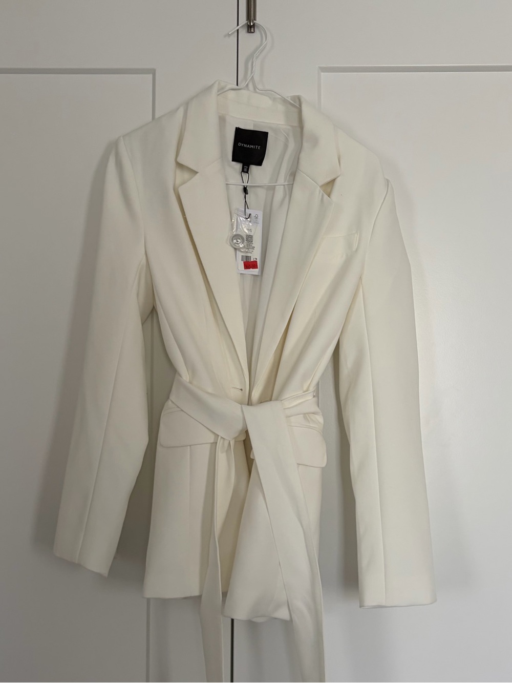 Tailored Cream Tie-Waist Blazer Jacket Dynamite Size S BNWT